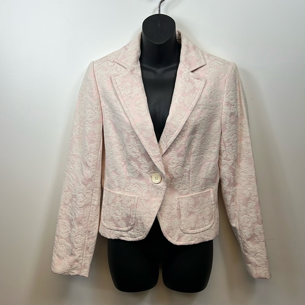 Dalia Pink and White Floral Dressy Women's Professional Blazer Jacket Size 4